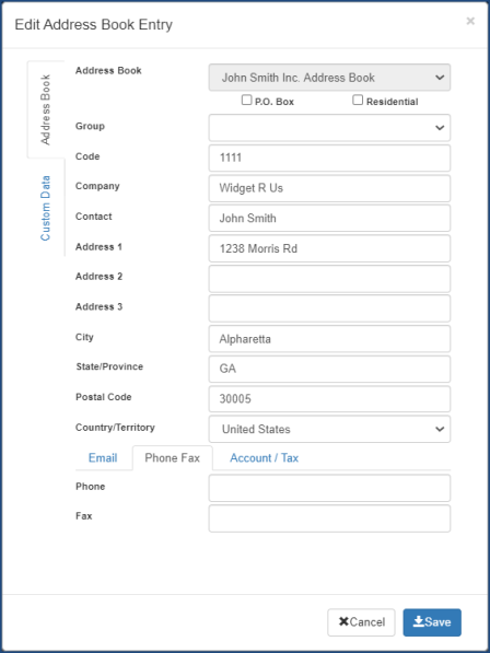 Edit Address Book Editing Address Book Entry