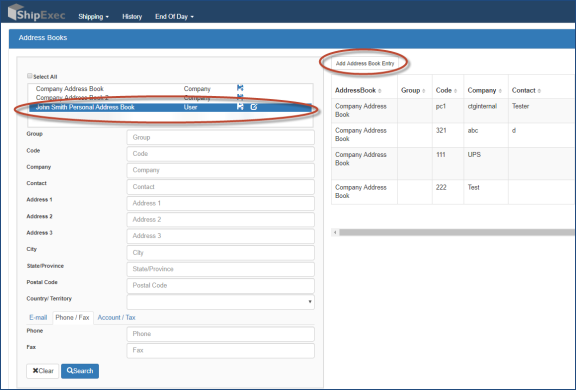 Adding Personal Address Book